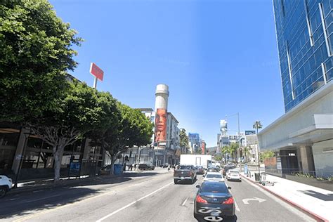 Color photo looking north up Vine St toward the Sunset Blvd ...