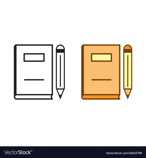 Book and pencil logo icon colorful and outline Vector Image