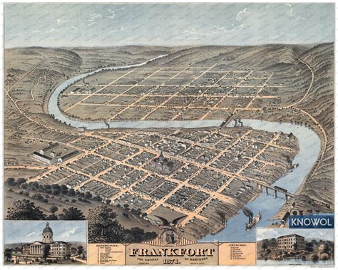 Beautifully restored map of Frankfort, Kentucky from 1871 - KNOWOL