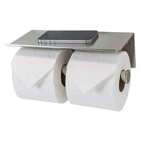 Double Toilet Paper Holder with Phone Shelf, Modern Style – Neater Nest