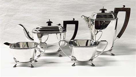 Art Deco Mappin & Webb Sterling Silver Tea Set Dated 1930/31