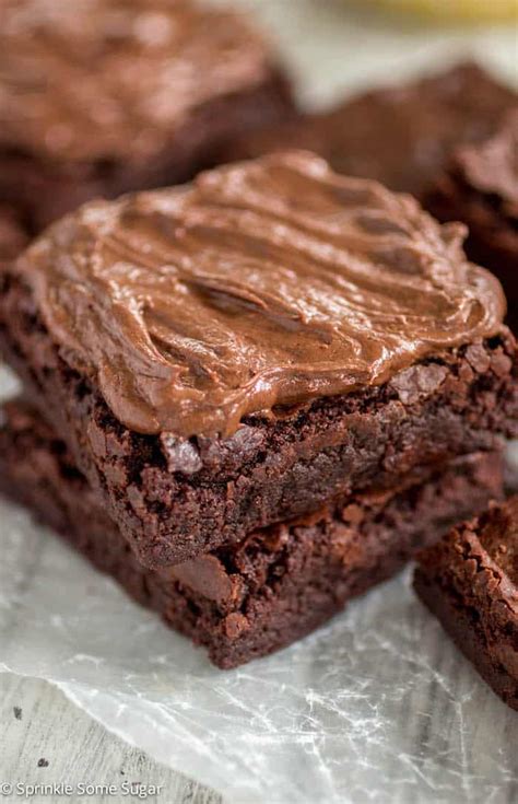 Chewy Brownies with Chocolate Fudge Frosting - Sprinkle Some Sugar