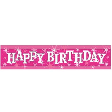 Pink Happy Birthday Foil Banner 2.60 m, Qualatex, 1 piece