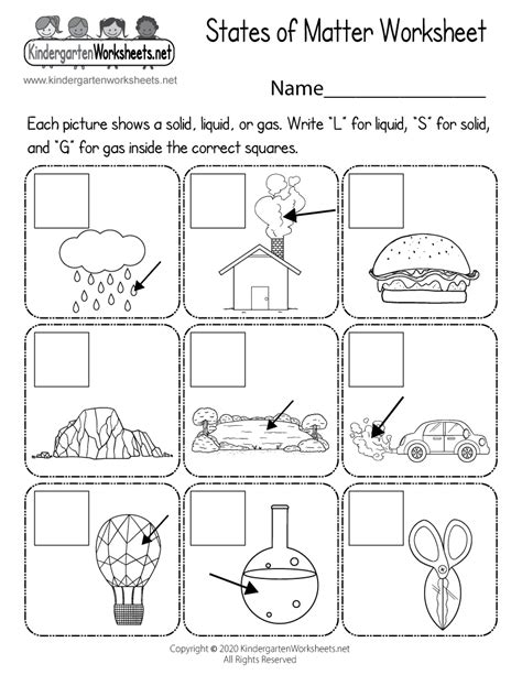 Free Printable States of Matter Worksheet