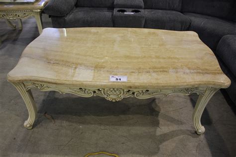 TRADITIONAL STYLE MARBLE TOP COFFEE TABLE - Able Auctions