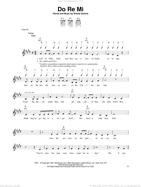 Guthrie - Do Re Mi sheet music for guitar solo (chords) [PDF]