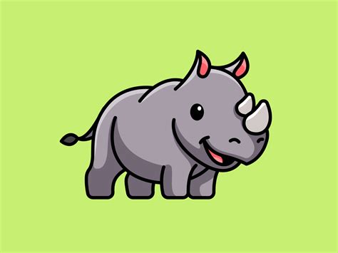 Rhino in 2020 | Funny cartoon characters, Picture quilts, Simple cartoon