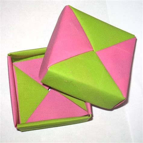 Origami Box Square Modular Fabric Origami Box in Pink and Apple Green ...