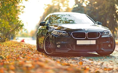 Wallpaper BMW 550 F10 black car in the autumn 1920x1200 HD Picture, Image