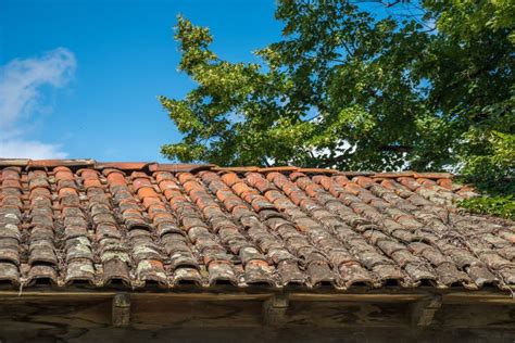 Red Brick Tile Roof Texture Useful As A Background Stock Photo - Image ...