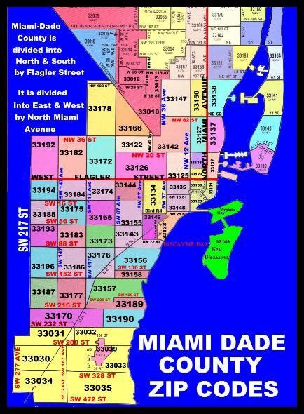 Miami-Dade County Zip Code Map | Florida zip code, Miami dade county ...