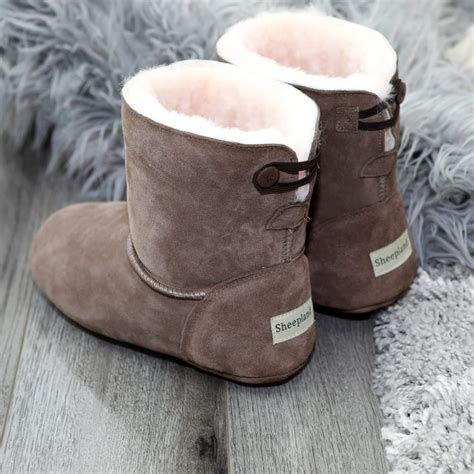 Factory Seconds - Luxury Sheepskin Indoor Slipper Boots in Grey or ...