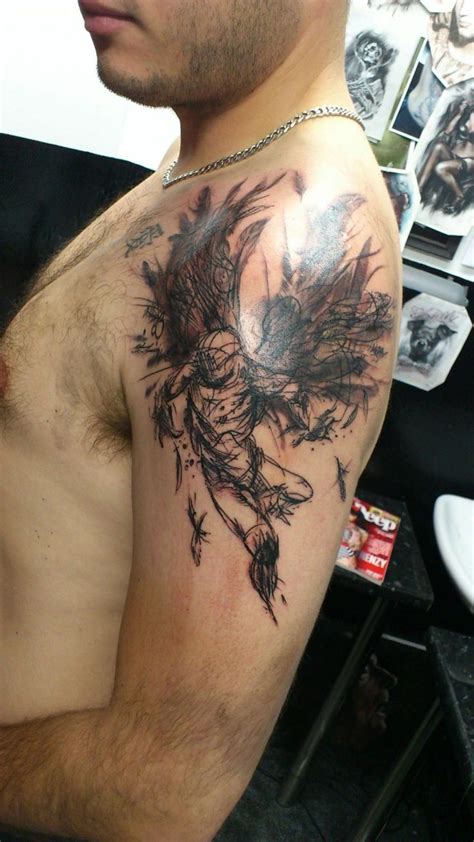 flying angel tattoo | Angel tattoo, Cool tattoos, Body art tattoos