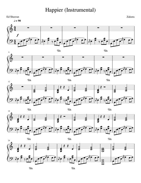 Ed Sheeran - Happier (Instrumental w/o vocals) Sheet music for Piano ...