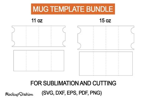 11oz Mug Template | 15oz Mug Template SVG, PNG, DXF