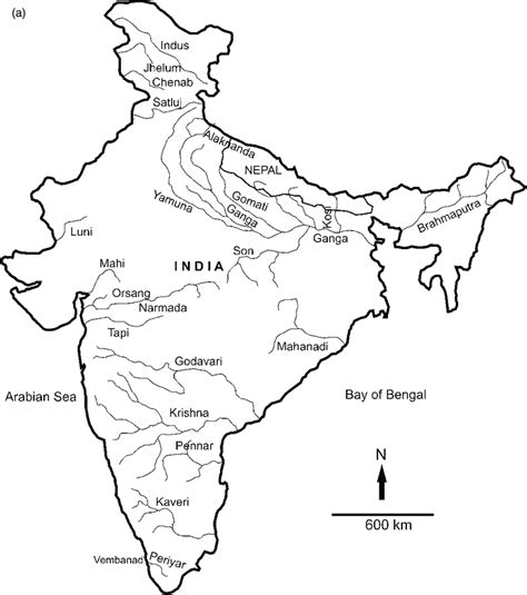 River Map Of India Blank