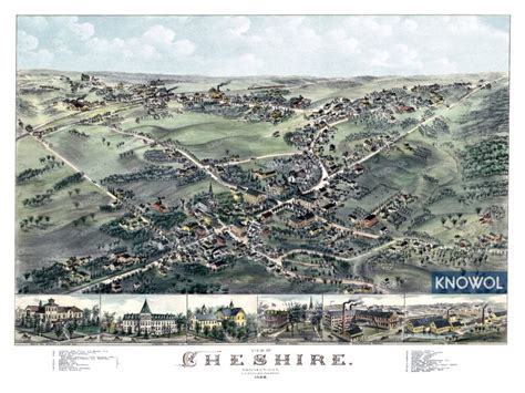 Historic old map of Cheshire, Connecticut from 1882