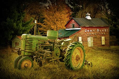 Old Vintage John Deere Tractor with Retro Overlay Photograph by Randall ...