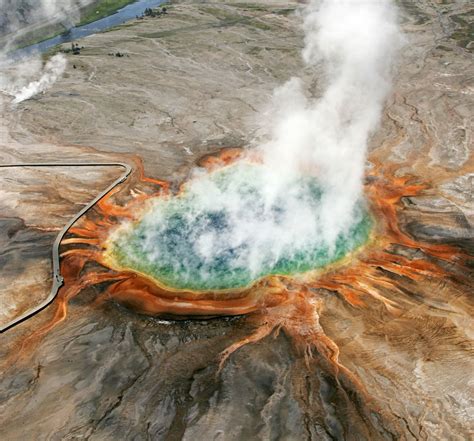 Aerial view of Grand Prismatic Hot Spring in Yellowstone - Yellowstone ...