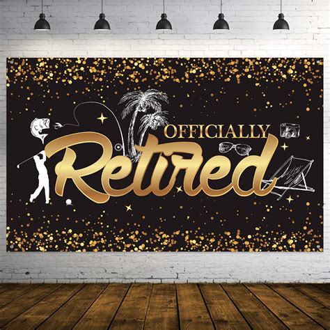 Buy Happy Retirement Party Decorations, Giant Black and Gold Sign ...