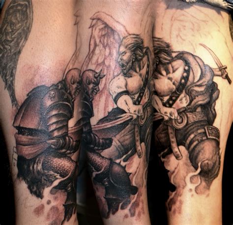 Tattoos By Scott Trerrotola: Angel Fighting Demon Tattoo