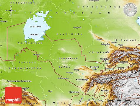 Physical Map of Uzbekistan