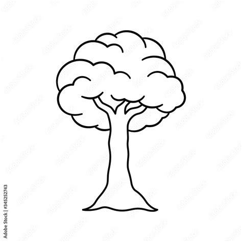 Cartoon tree outline coloring book page vector art illustration design ...