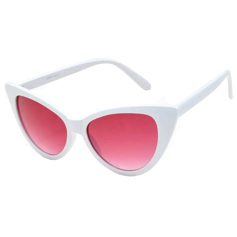 OWL ® Eyewear Wholesale Cat Eye Sunglasses White Frame Red-Smoke Lens ...