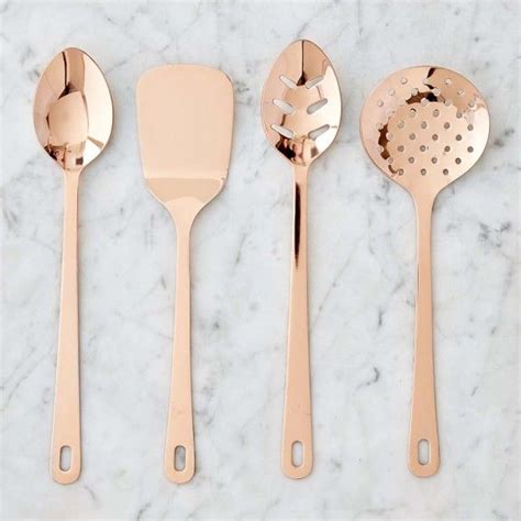 Copper Kitchen Utensils - Set of 4 | Copper kitchen utensils, Copper ...