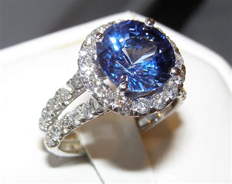 GIA Certified TOP Ceylon Blue Sapphire Diamond Ring 14KWG 6.96 ctw ...