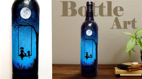 Simple Bottle Art Design || Night Sky Painting On Bottle || Bottle Art ...