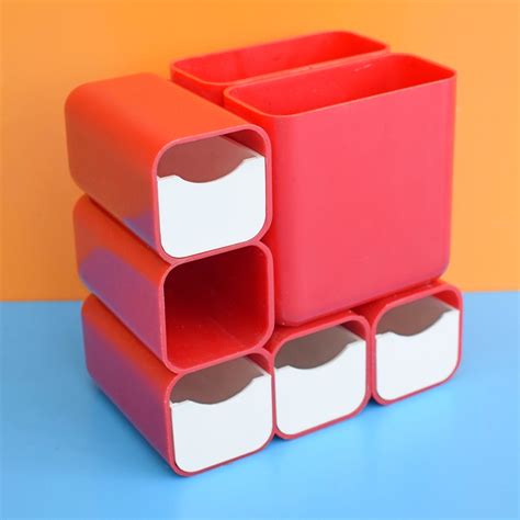 Vintage 1970s Plastic Mini Desk Tidy / Drawers - Red – Pineapple Retro