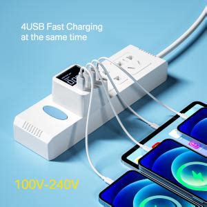 40W 4-Port Portable Travel LED Display USB Fast Charger with PD Fast ...