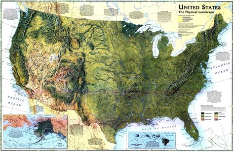 National Geographic Map of US in 1998 | Physical map, Physical ...