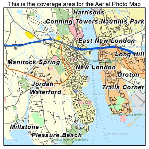 Aerial Photography Map of New London, CT Connecticut