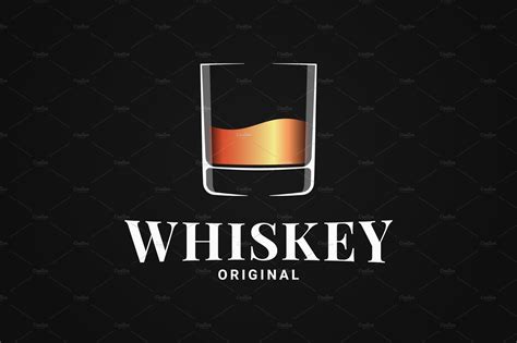 Whiskey glass logo. Golden whiskey. | Graphic Objects ~ Creative Market