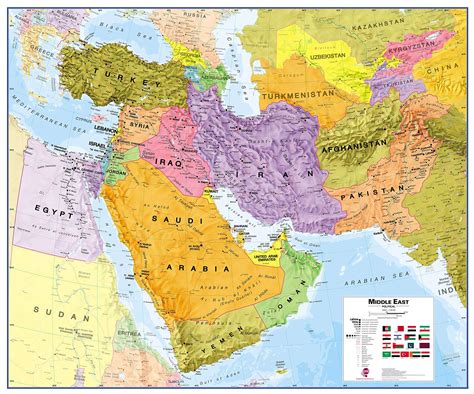 Buy s International Large Political Middle East Wall - Paper - 47 x 39 ...