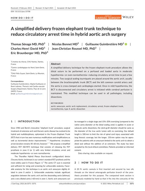 A simplified delivery frozen elephant trunk technique to reduce ...