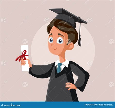 Teenage Boy Graduating School Vector Cartoon Stock Vector ...