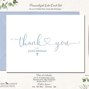 Baptism Thank You Cards, Baptism Thank You Notes Folded, Baptism Boy ...