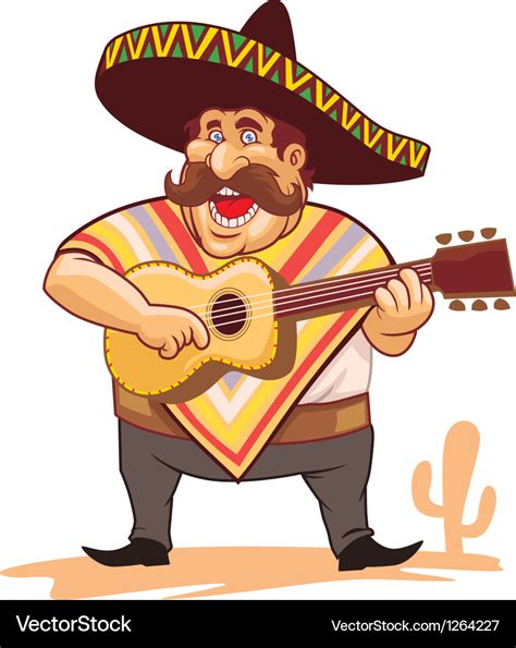 Mexican with sombrero and guitar Royalty Free Vector Image