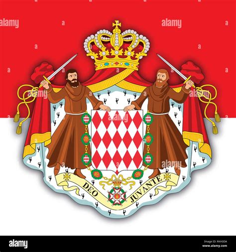 Monaco Principality coat of arms and flag, vector illustration Stock ...