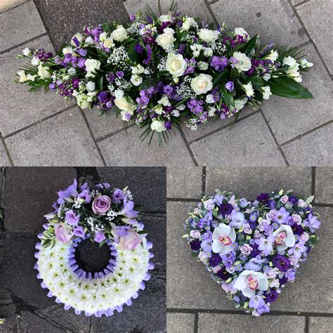 Lilac & purple funeral wreath tribute flowers