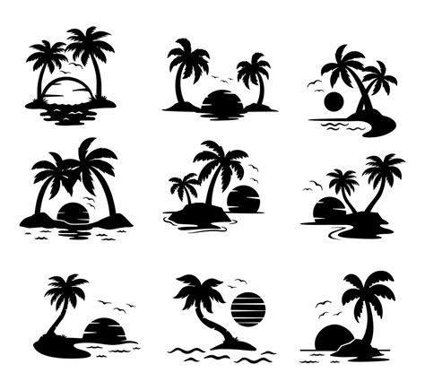 Palm tree silhouette on the beach by the sea for summer vacationPalm ...