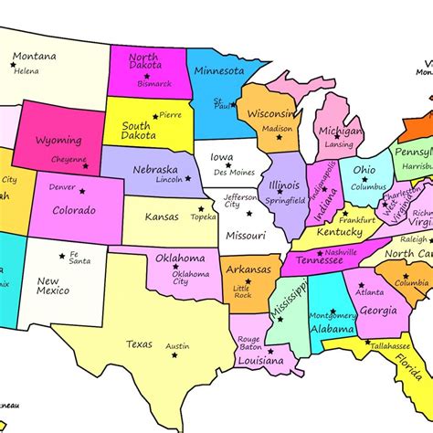 Free Printable US Map With States Labeled | Ruby Printable Map