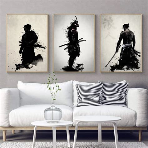 New Fashion Armored Samurai Poster Wall Art Canvas Painting Print ...