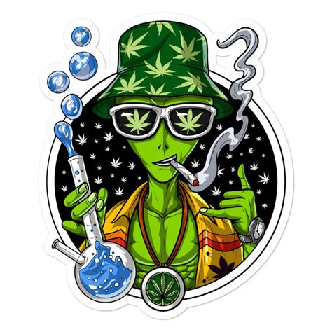 Alien Weed Sticker Stoner Hippie Vinyl Sticker Psychedelic | Etsy