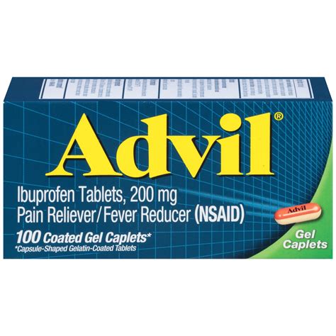 Advil Coated Gel Caplets, Pain Reliever and Fever Reducer, Ibuprofen ...