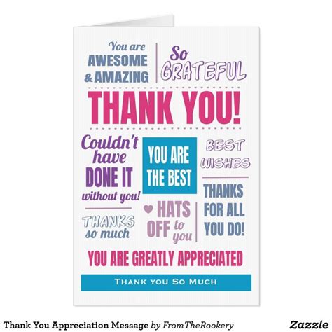 Thank You Appreciation Message Card | Zazzle | Appreciation message ...