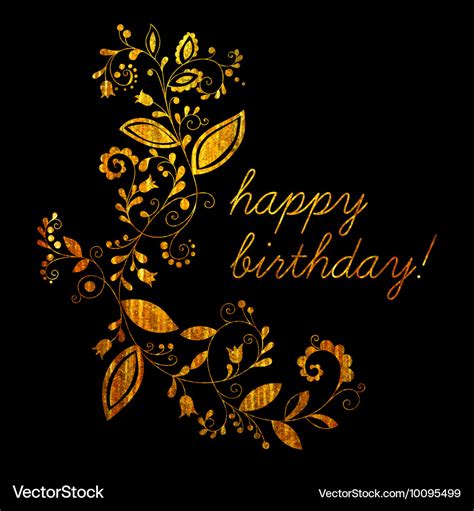 Gold greeting happy birthday card Royalty Free Vector Image